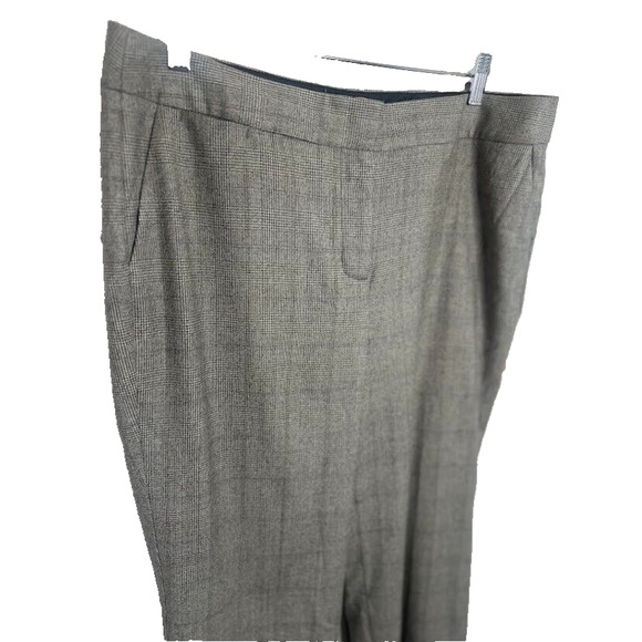 TALBOTS Wool PANTS 14 Petite 14P Plaid Gray Straight Career Work Italy Office - Picture 2 of 8